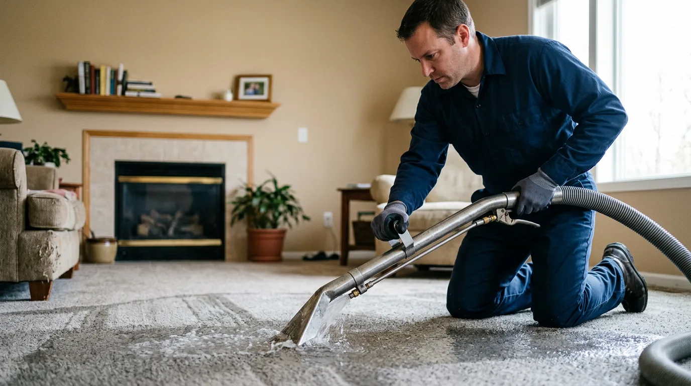 Water damage restoration technician working near Henderson, NC